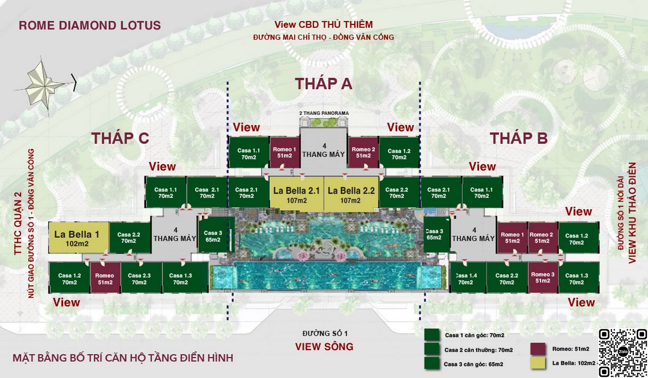 Mặt bằng dự án Rome Diamond Lotus của Phúc Khang quận 2