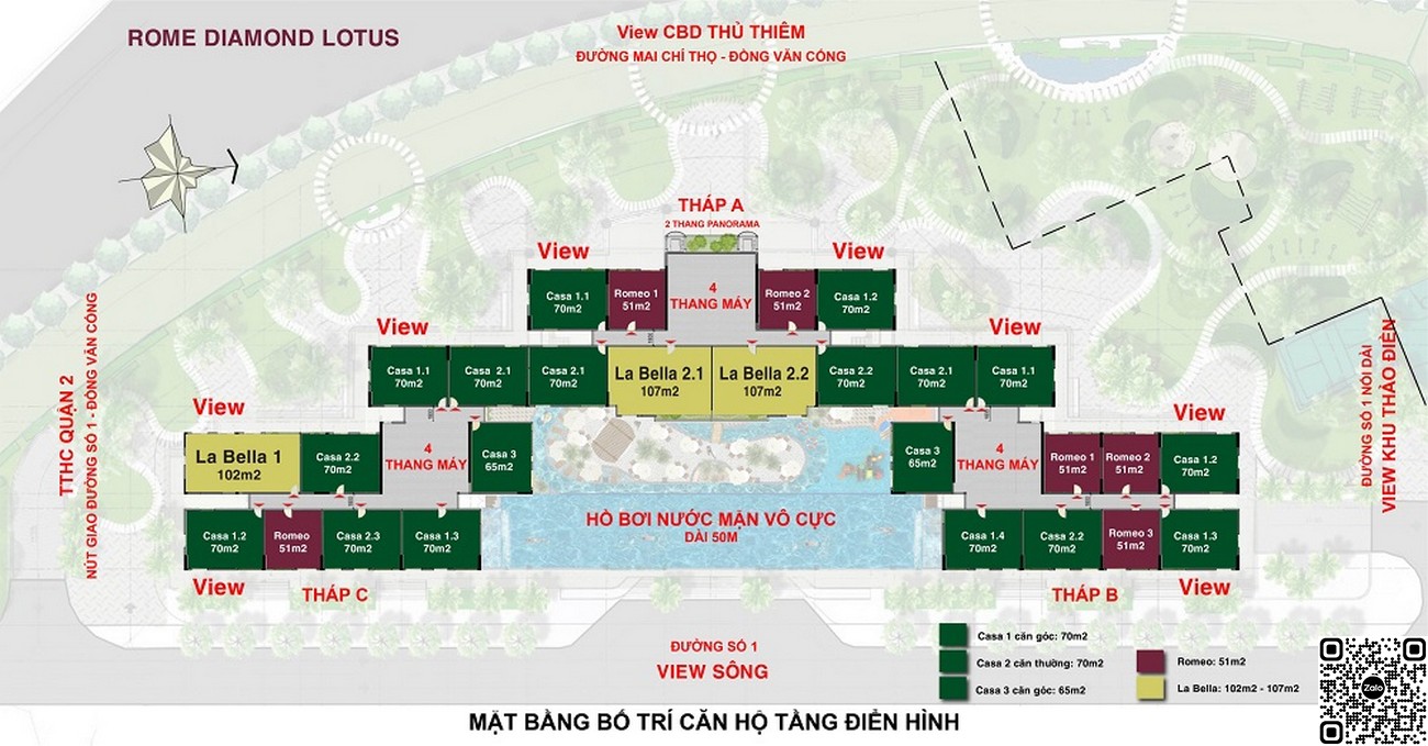 Mặt bằng dự án Rome Diamond Lotus của Phúc Khang quận 2