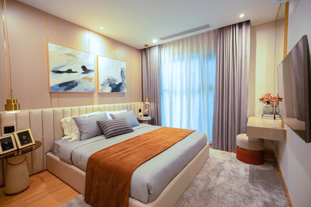 phòng ngủ căn hộ mẫu chung cư moonlight an lạc