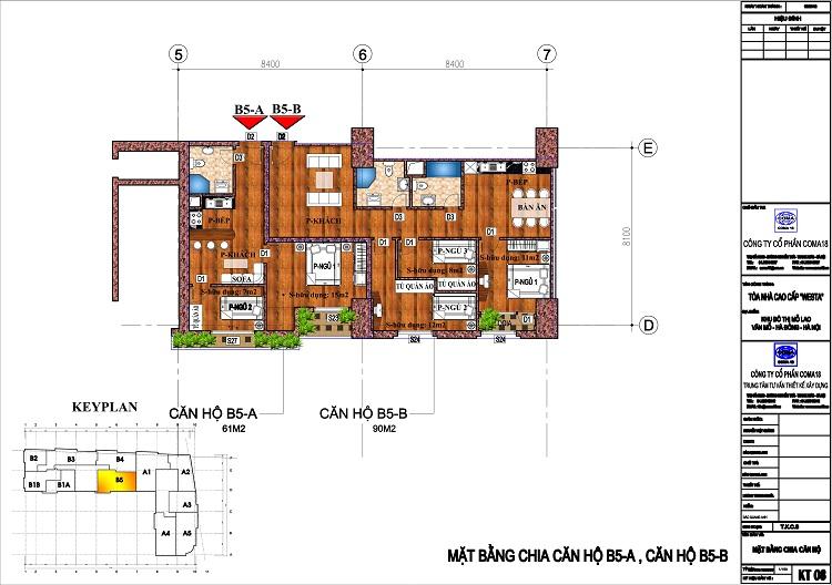 Mặt bằng căn hộ 61m2 và 90m2 Chung cư Westa Hà Đông