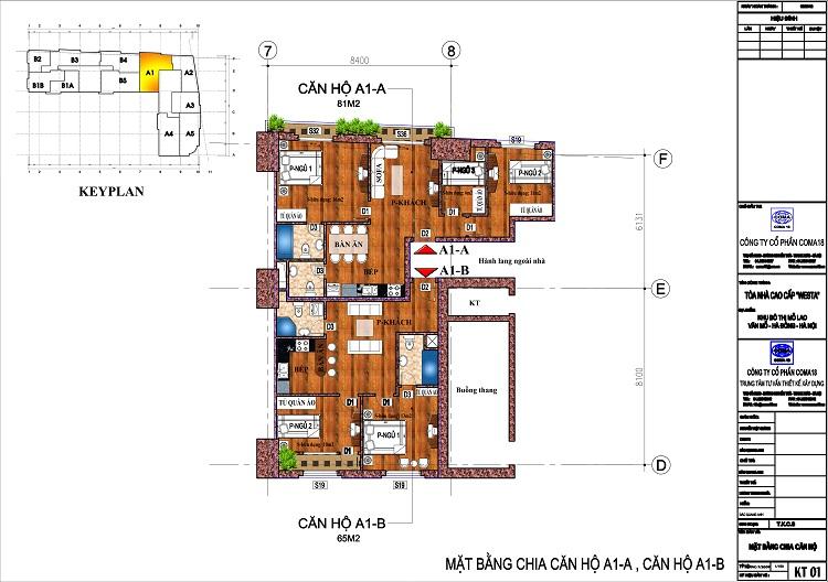Mặt bằng căn hộ 65m2 và 81 m2 Chung cư Westa Hà Đông