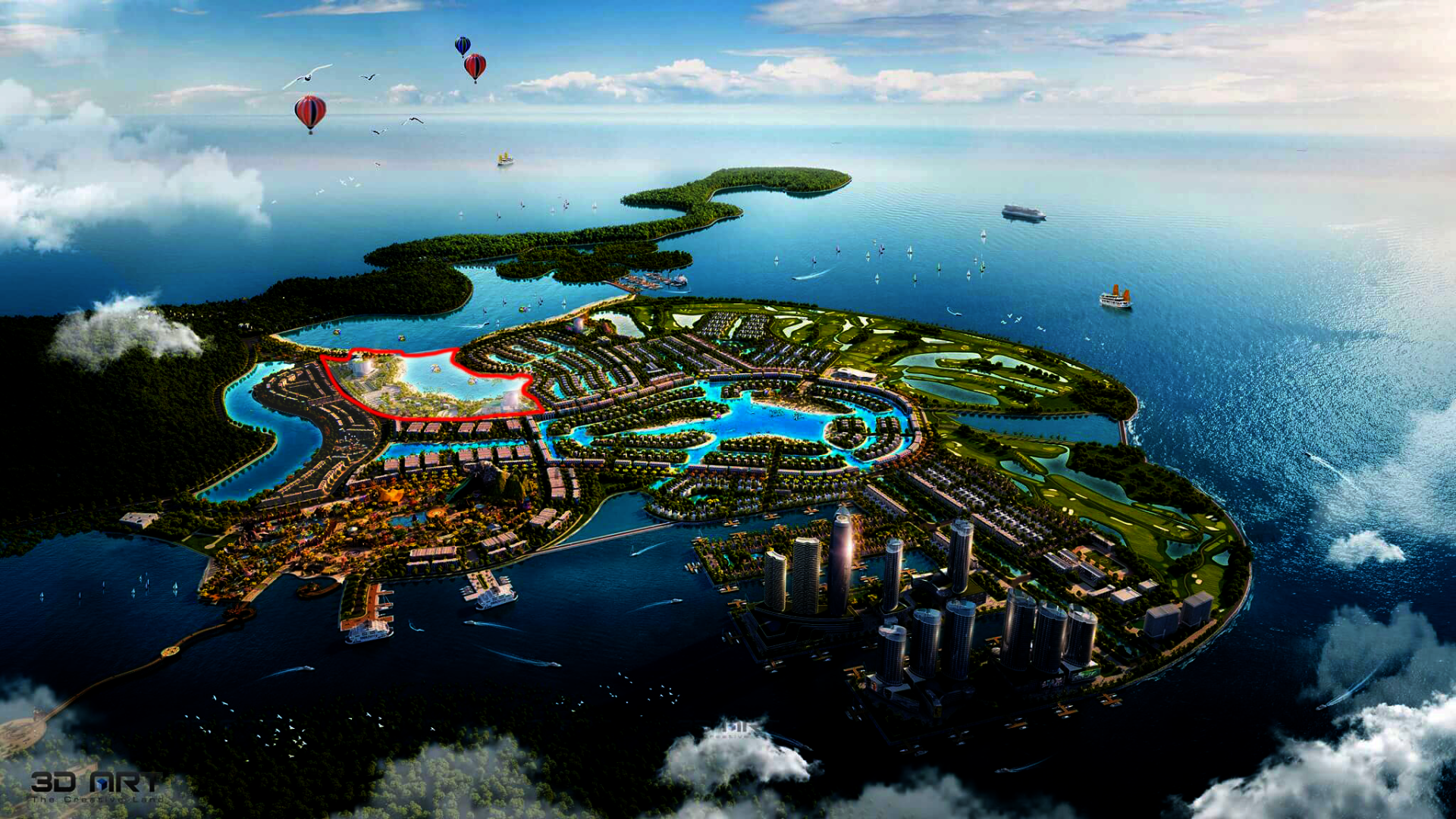 Ảnh đánh dấu phân khu Dragon Beach trên tổng mặt bằng dự án