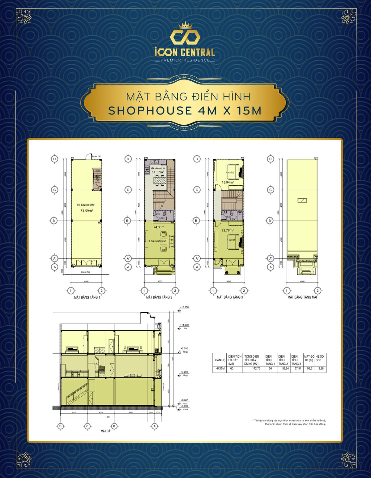 mat bang dien hinh shophouse 4 x 15m icon central - SHOP OFFICE ICON CENTRAL DĨ AN BÌNH DƯƠNG