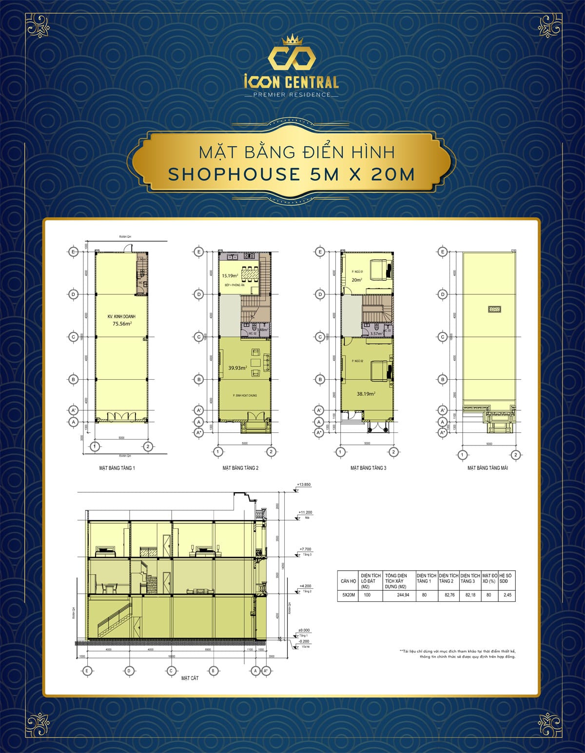 mat bang dien hinh shophouse 5x 20m icon central - SHOP OFFICE ICON CENTRAL DĨ AN BÌNH DƯƠNG