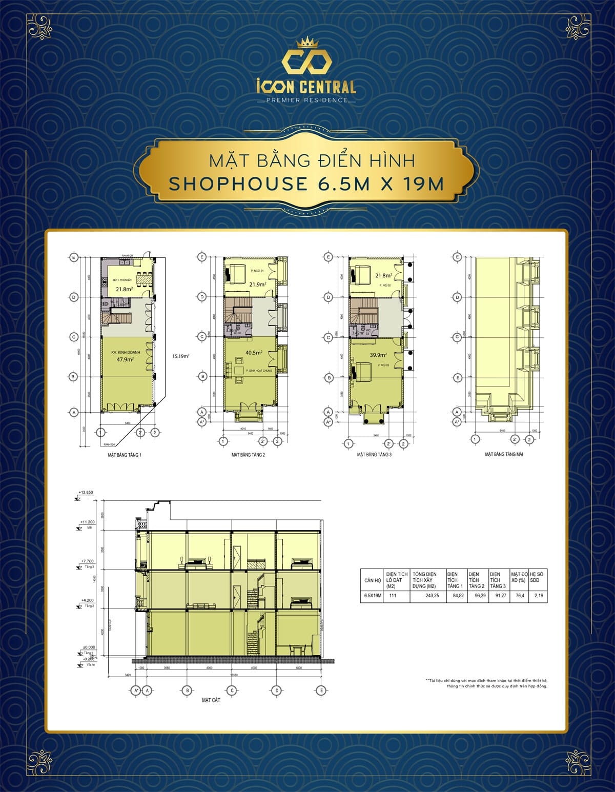 mat bang dien hinh shophouse 65 x 19m icon central - SHOP OFFICE ICON CENTRAL DĨ AN BÌNH DƯƠNG
