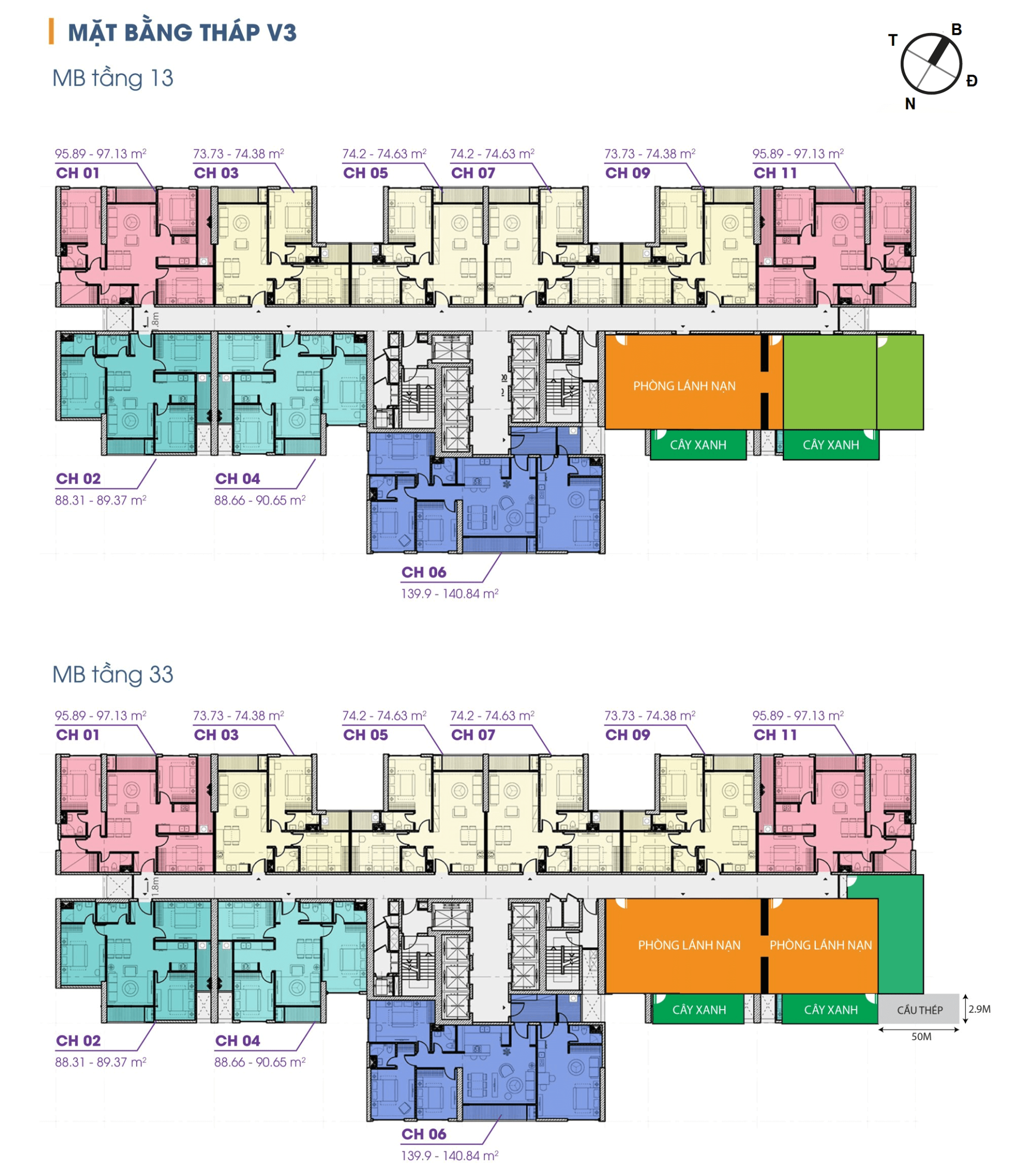Mặt bằng chung cư The Terra An Hưng Hà Đông v3 tầng 13 vs 33