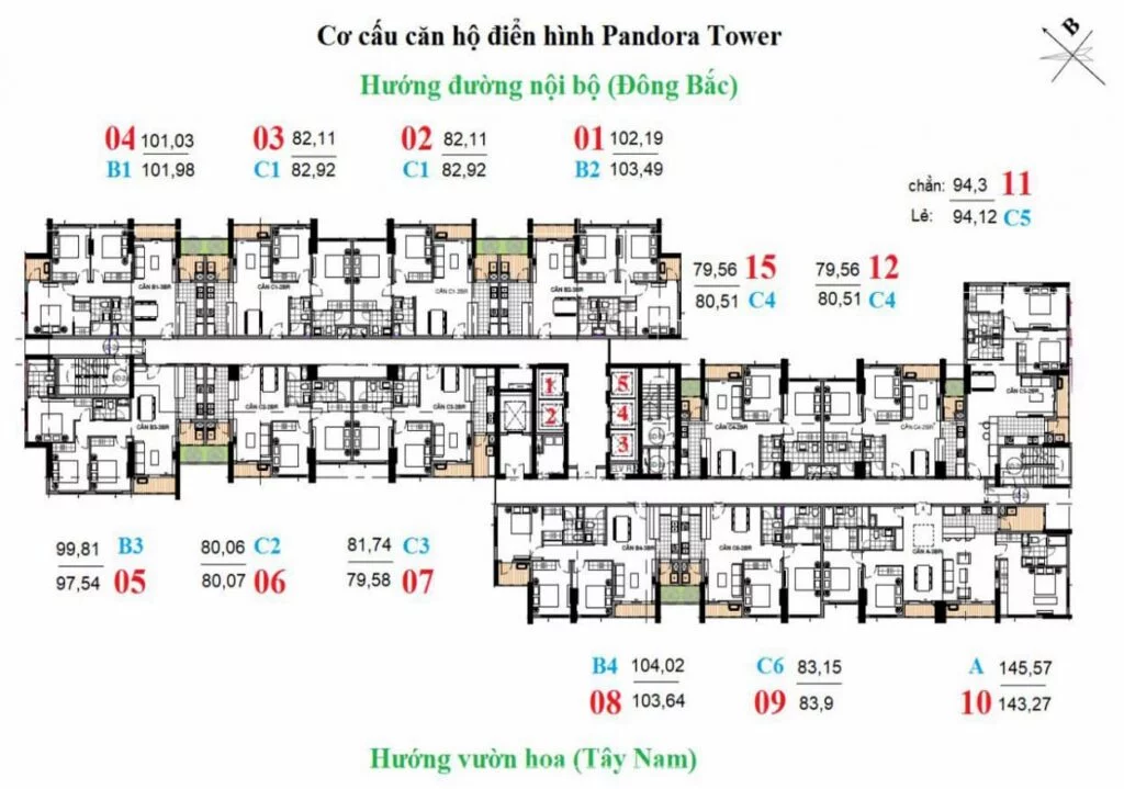 mặt bằng căn hộ chung cư Pandora