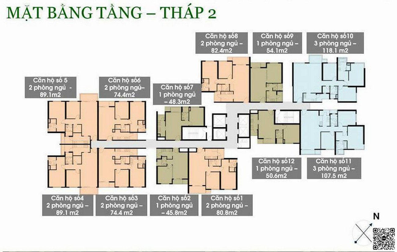 Mặt bằng căn hộ điển hình tháp 2 dự án Vista Verde Quận 2.
