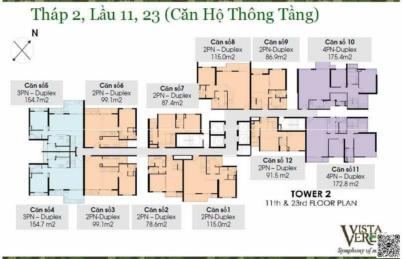 Mặt bằng căn hộ thông tầng dự án Vista Verde Quận 2.