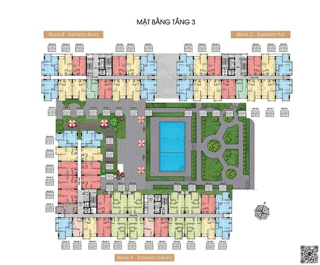 Mặt bằng tầng trệt căn hộ Samsora Riverside Dĩ An.