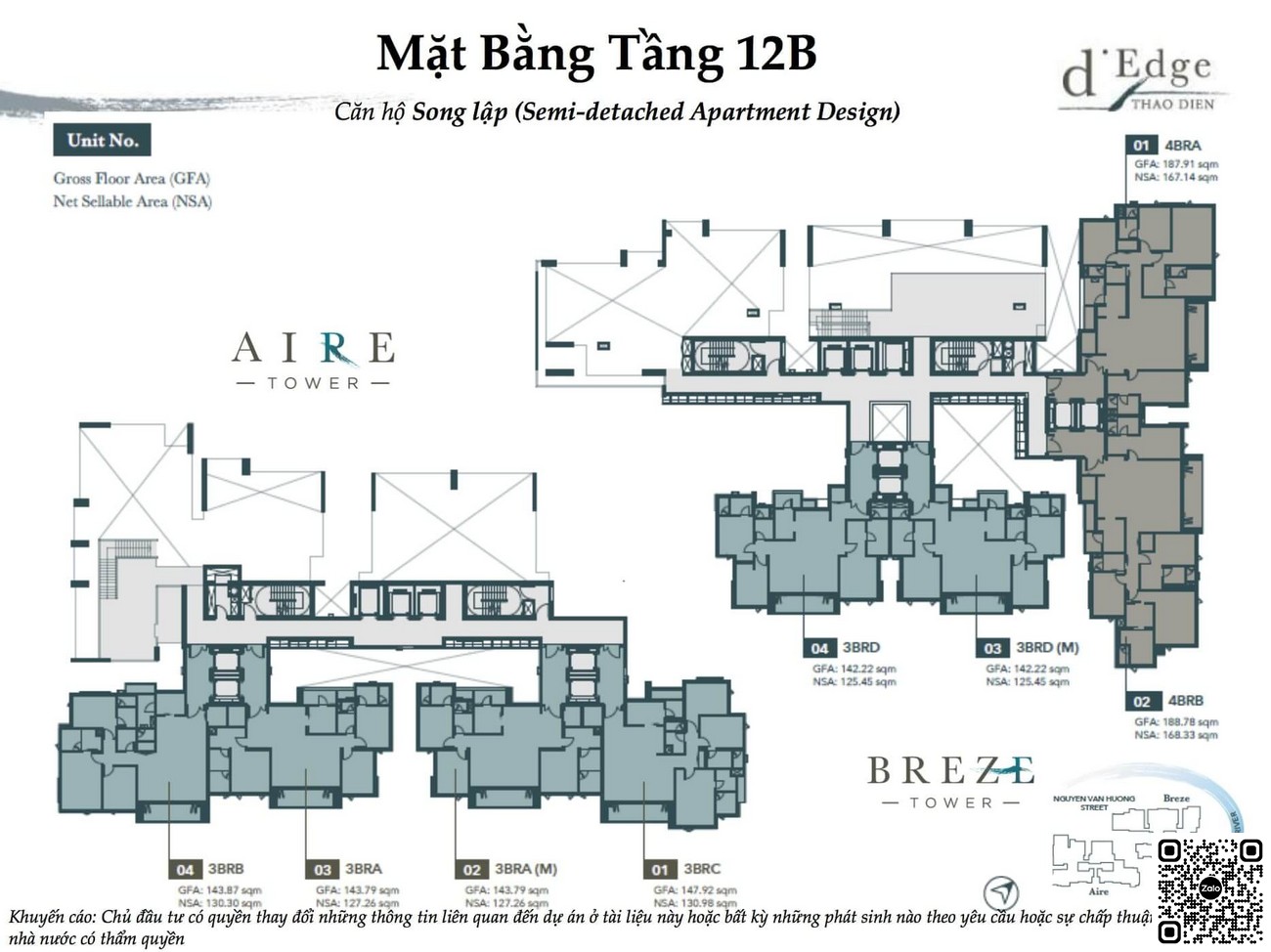 Mặt bằng tầng 12B dự án D'edge Thảo Điền