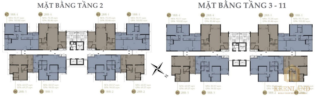 Mặt bằng tầng 2 và 3-11 dự án D1 Mension Quận 1