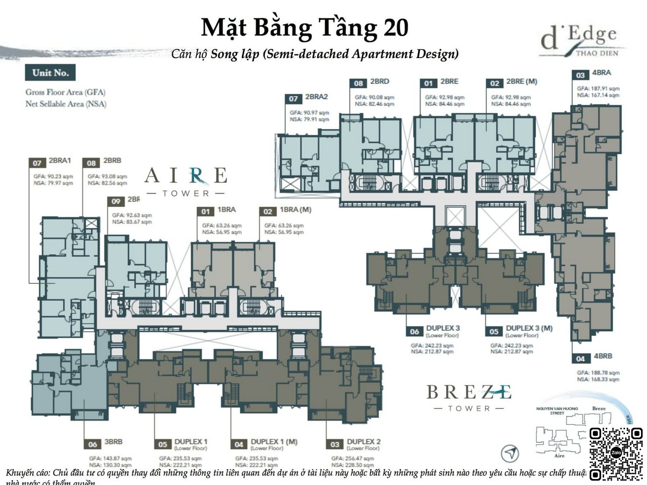 Mặt bằng tầng 20 dự án D'edge Thảo Điền