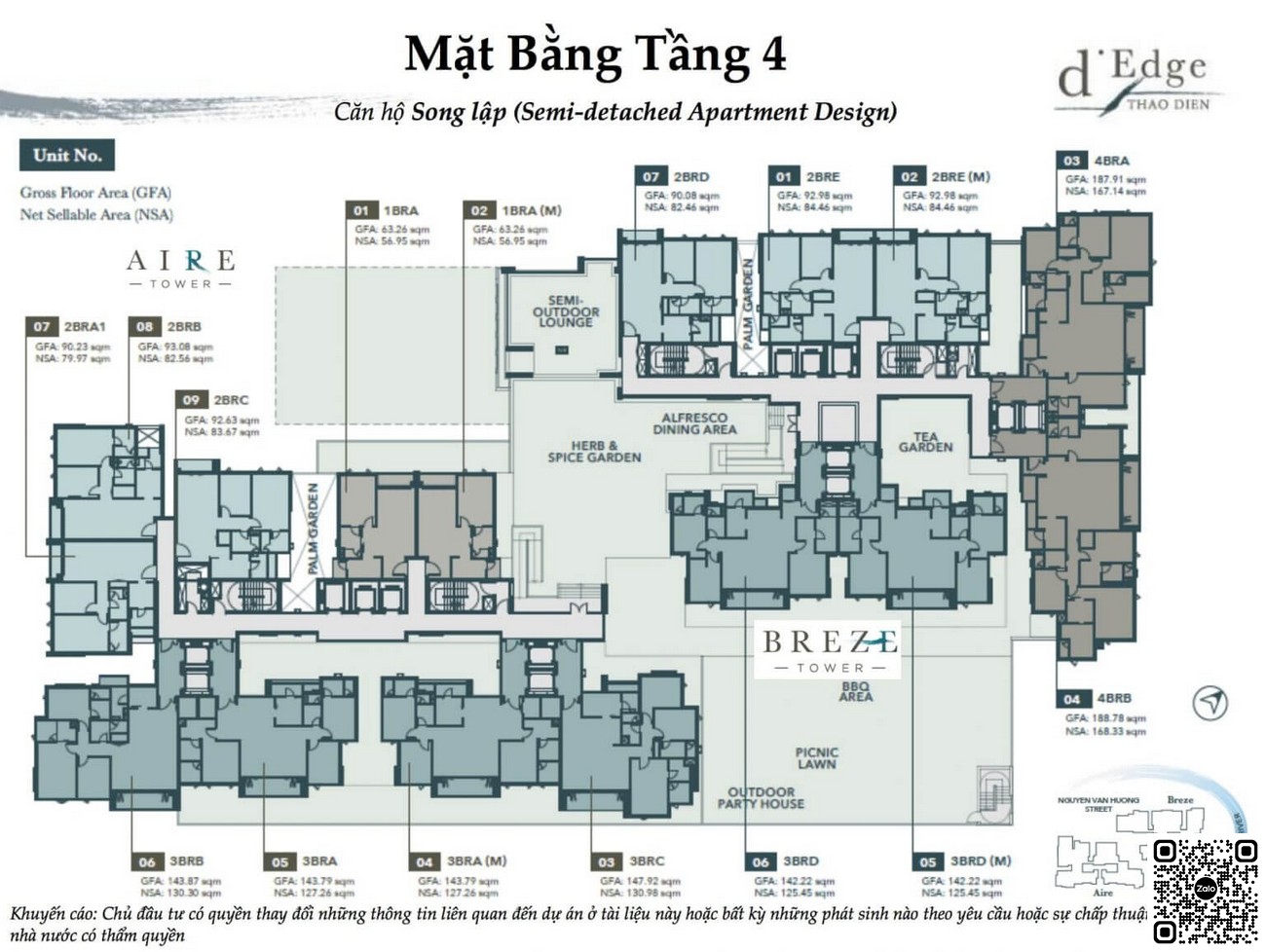 Mặt bằng tầng 4 dự án D'edge Thảo Điền