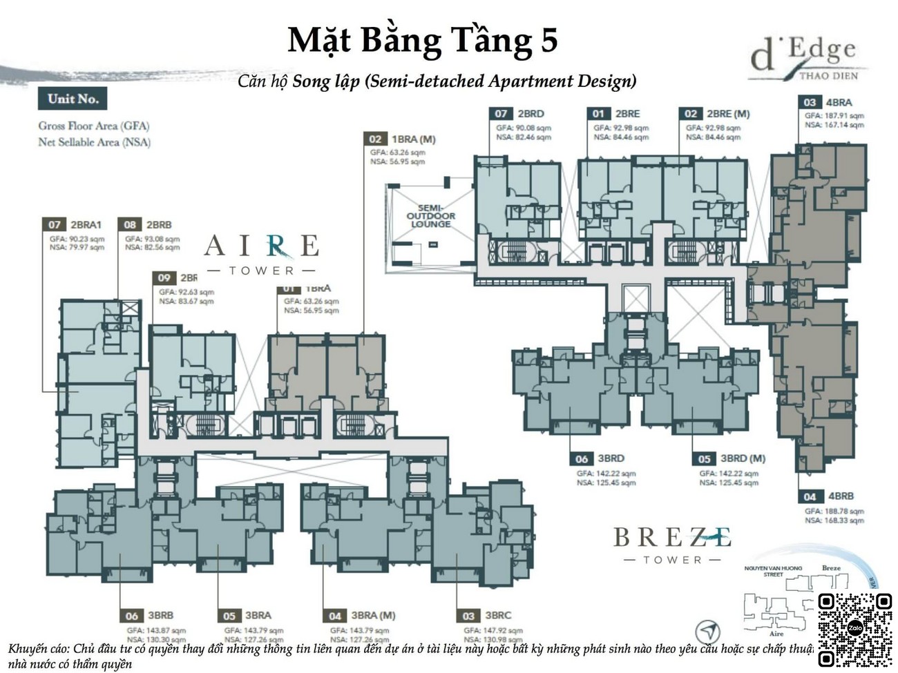 Mặt bằng tầng 5 dự án D'edge Thảo Điền