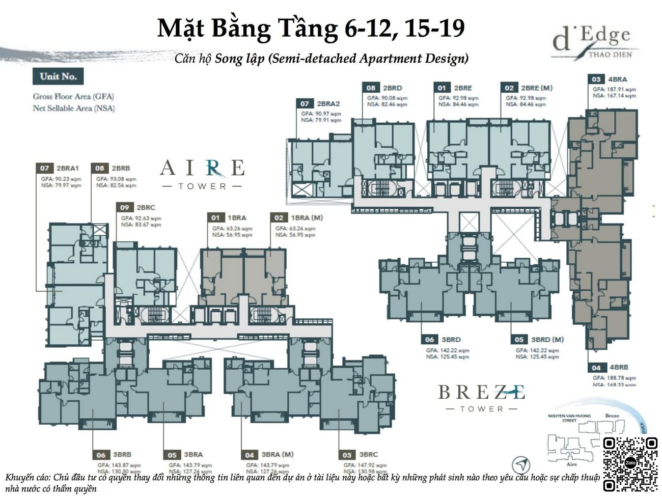 Mặt bằng tầng 6-12, 15-19 dự án D'edge Thảo Điền