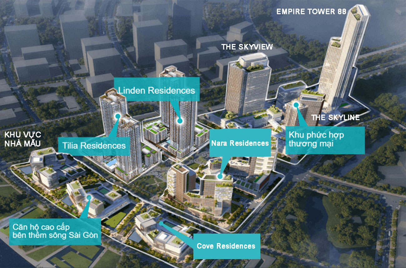 Mặt bằng dự án căn hộ chung cư Empire City Quận 2 Đường Thủ Thiêm chủ đầu tư Keppel Land