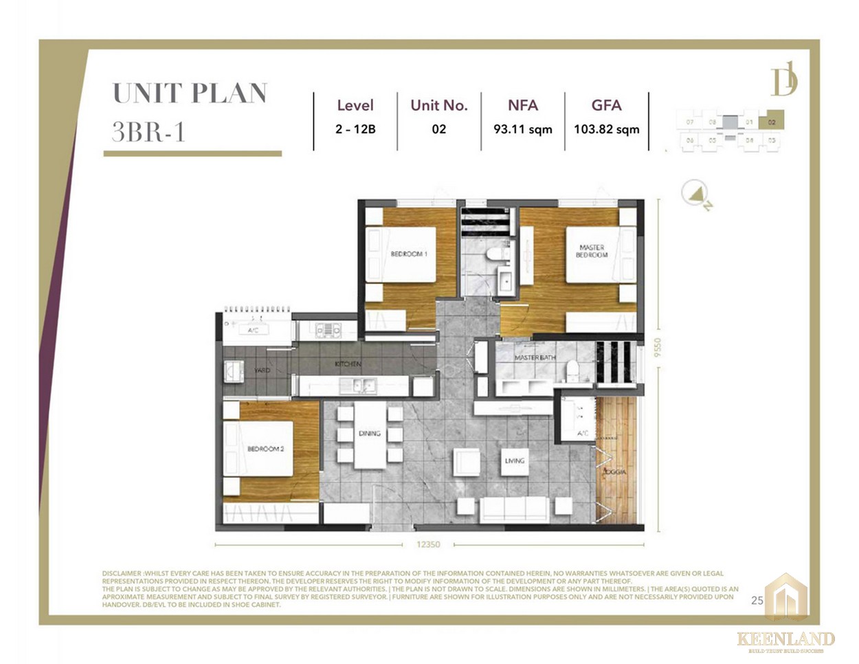Thiết kế căn hộ 3 phòng ngủ D1 Mension