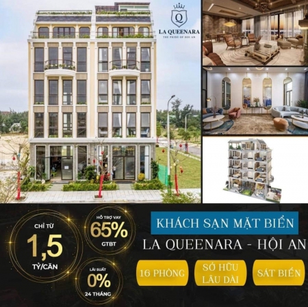 Bán khách sạn 5 tầng 16 phòng đã có sổ đỏ mặt biển An Bàng liền kề Hội An trong quần thể đô thị nghỉ dưỡng 5* La Queenara