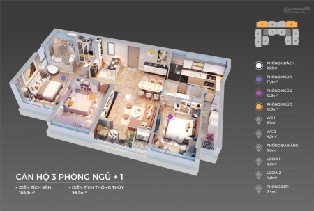 Bán căn 3PN view biển Mỹ Khê - dự án The Sang Residence - sổ đỏ vĩnh viễn - full nội thất