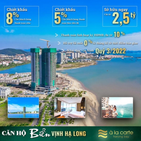 Do Cần tiền để kinh doanh nên tôi cần chuyển nhượng lại suất nội bộ căn 2 PN tầng cao dự án A La Carte Hạ Long view thẳng vịnh